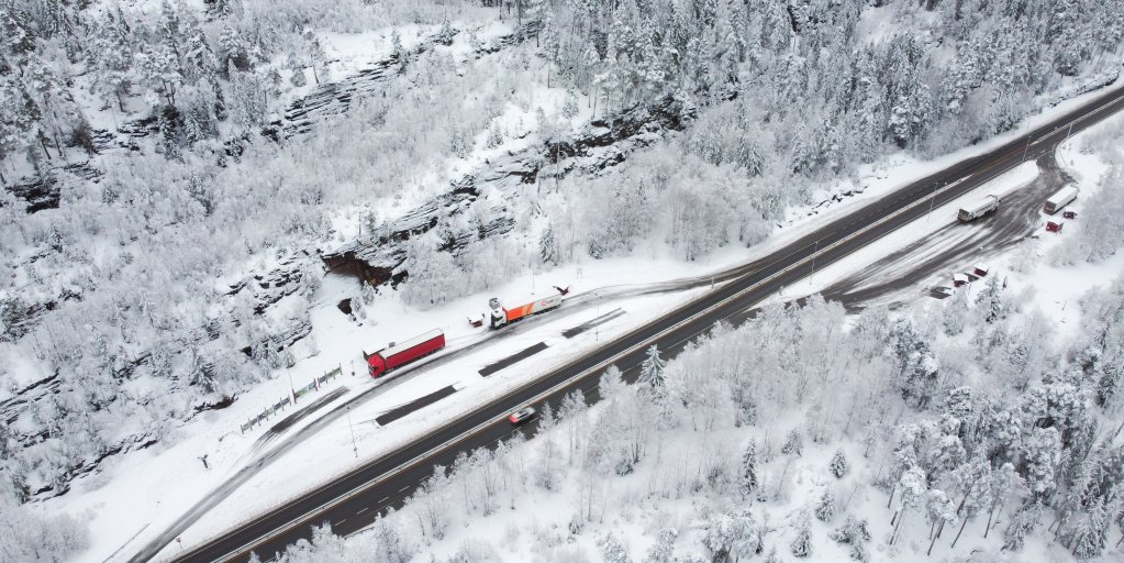 Truck on winter roads in norway