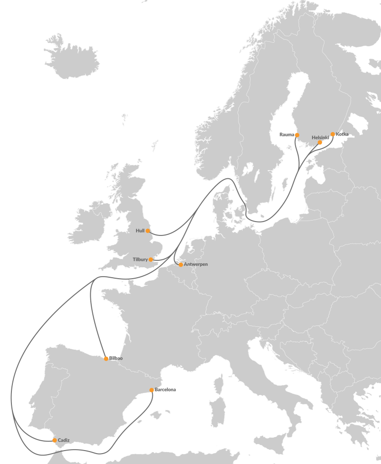 Short sea map Finland